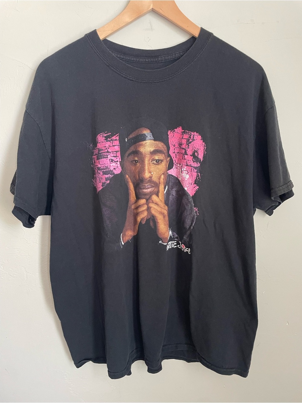Tupac Graphic Short‑Sleeve Men’s Tee with Pink Graphic Poetic Justice